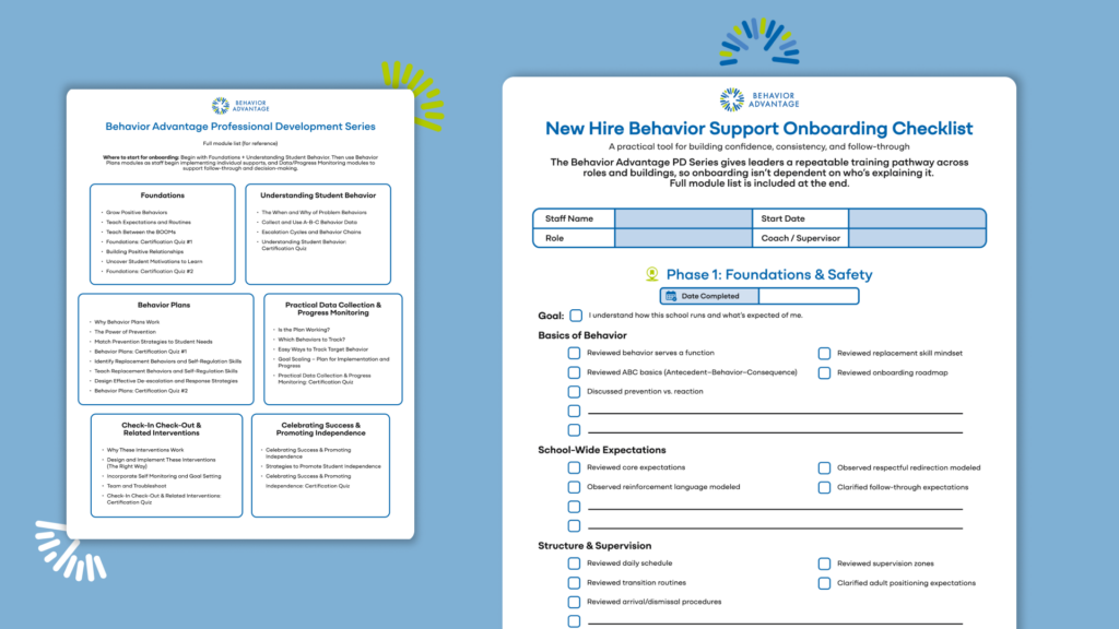 New Hire Behavior Support Checklist | Behavior Advantage