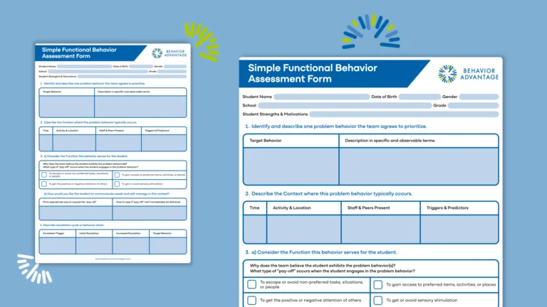 Simple functional behavior assessment form
