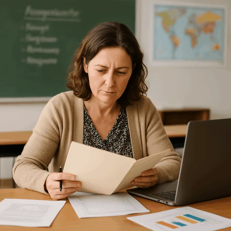 Teacher reviewing a student's behavioral tracking system