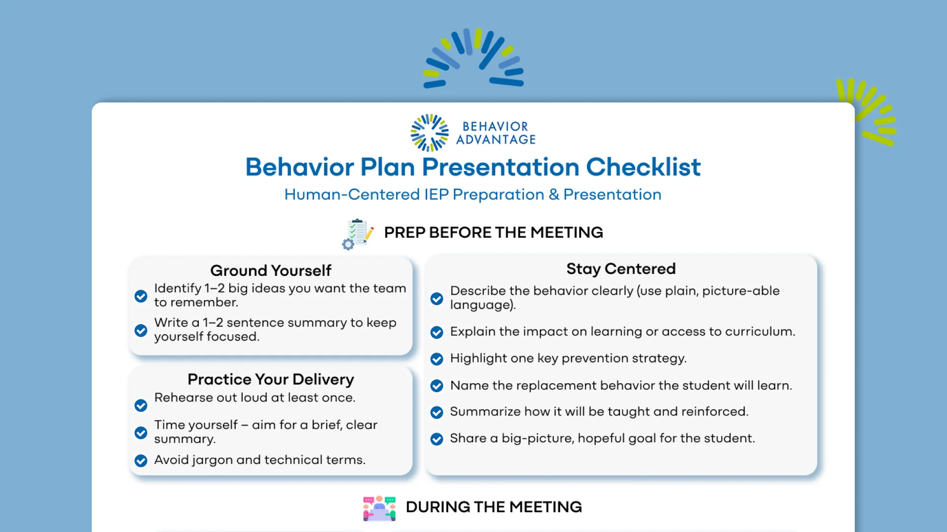 Behavior Plan Presentation Checklist